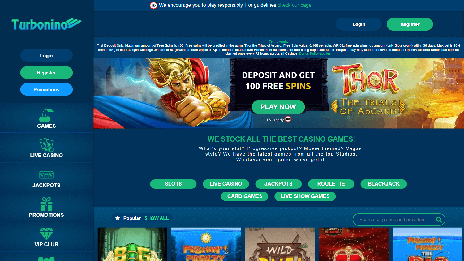Turbonino Casino Desktop screenshot